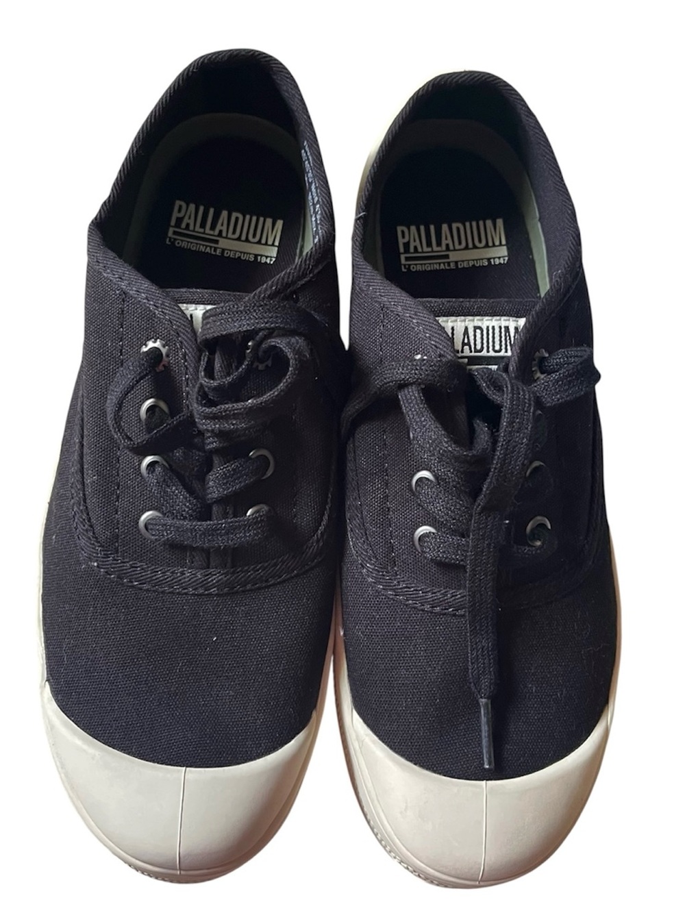 Palladium Black Canvas Low-Top Sneakers with White Rubber Toe